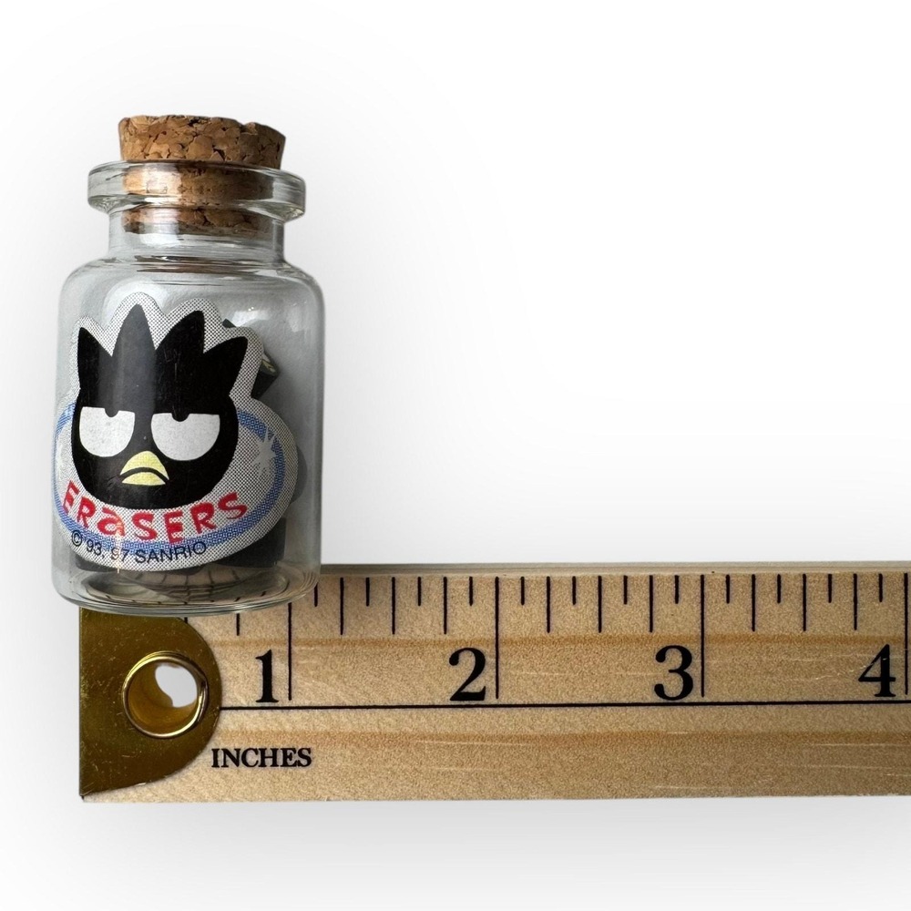 Rare Vintage 1997 Sanrio Bad Badtz Maru Penguin Corked Glass Bottle of Erasers - Picture 8 of 8